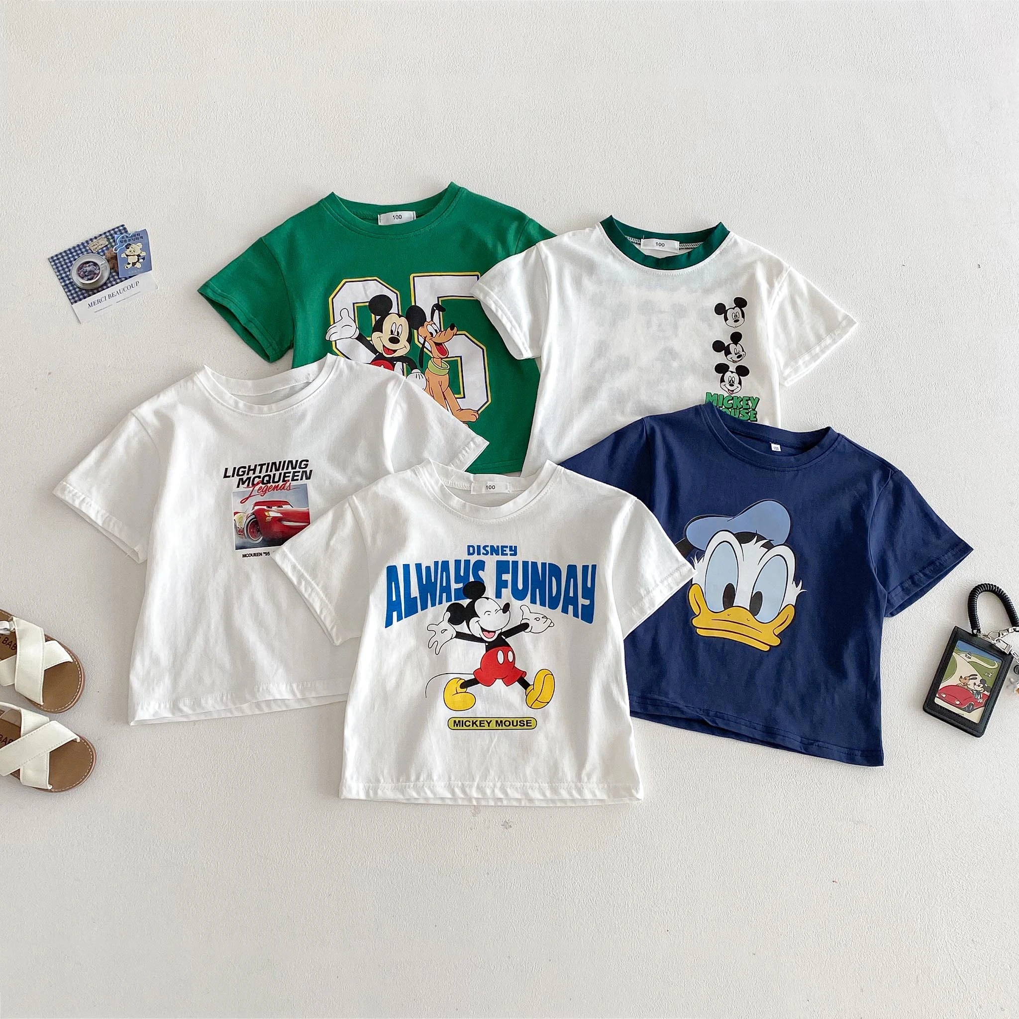 Disney Mickey T-shirt For Boy Clothes Summer Fashion Casual Short Sleeved Tops Tees Children's Wear Simple Cartoon T Shirts