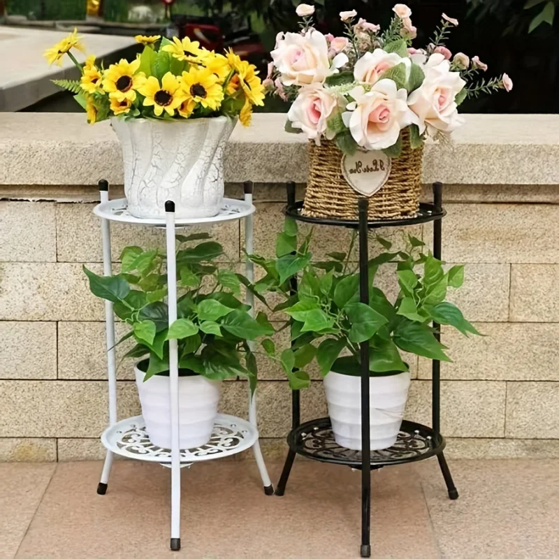 Metal Multi-layer Flower Stand for Succulent Green Radish, Indoor and Outdoor Living Room Balcony Flower Pot Holder, Floor-stand - Image 3