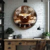 Wooden Silent Wall Clock Coffee cup with steam clock face Quartz Clocks Farmhouse,Office,Idea Christmas,Halloween,New Year Gift