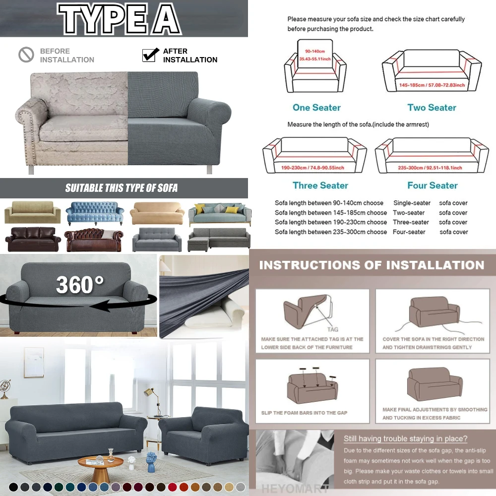 Stretch Jacquard Sofa Slipcovers Elastic Spandex Sofa Cover Couch Covers for Living Room Seat Cushion Couch Furniture Protector - Image 5