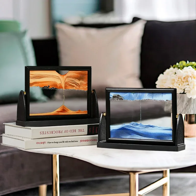 Rotatable Moving Sand Art Picture Square Glass 3D Sandscape in Motion Quicksand Hourglass Creative Flowing Sand Home Decor Gifts - Image 3