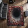 Floral Swirl Optical Illusion Rug Deep 3D Black Hole Rug Unique Home & Office Decor Trippy Aesthetic Floor Mat Living Room Rug