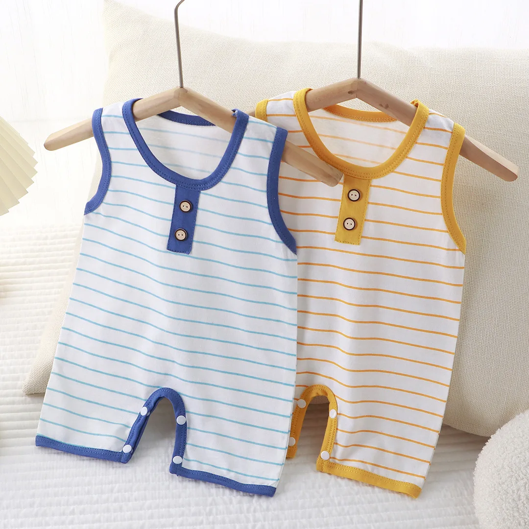 Summer Sleeveless Baby Rompers 0-2Y Striped Onesies for Newborn Baby Boy Infant Girl Striped Jumpsuit Baby Clothing