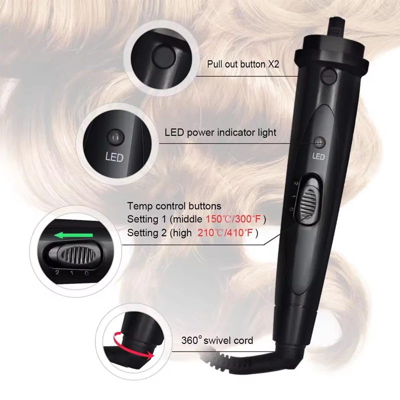 Must-have PTC Fast Heating Multiple Size Options 5 in 1 Hair Curler for Different Curl Sizes Best Curling Iron Curling Wand - Image 3