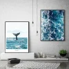 Tail Sea HD Canvas Oil Painting Poster Prints Home Bedroom Living Room Decoration Scandinavian Minimalist Wall Art Blue Whale