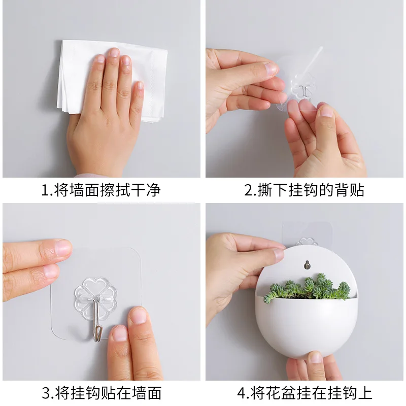 Hydroponic Wall Hanging Flower Pot, Lazy Plastic Vase, Green Flower Pot, #2660 - Image 4