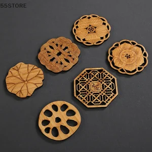 Creative Lotus Flower Drink Coasters Wooden Round Cup Mat Table Mat Tea Coffee Mug Placemat Home Decoration Kitchen Accessories