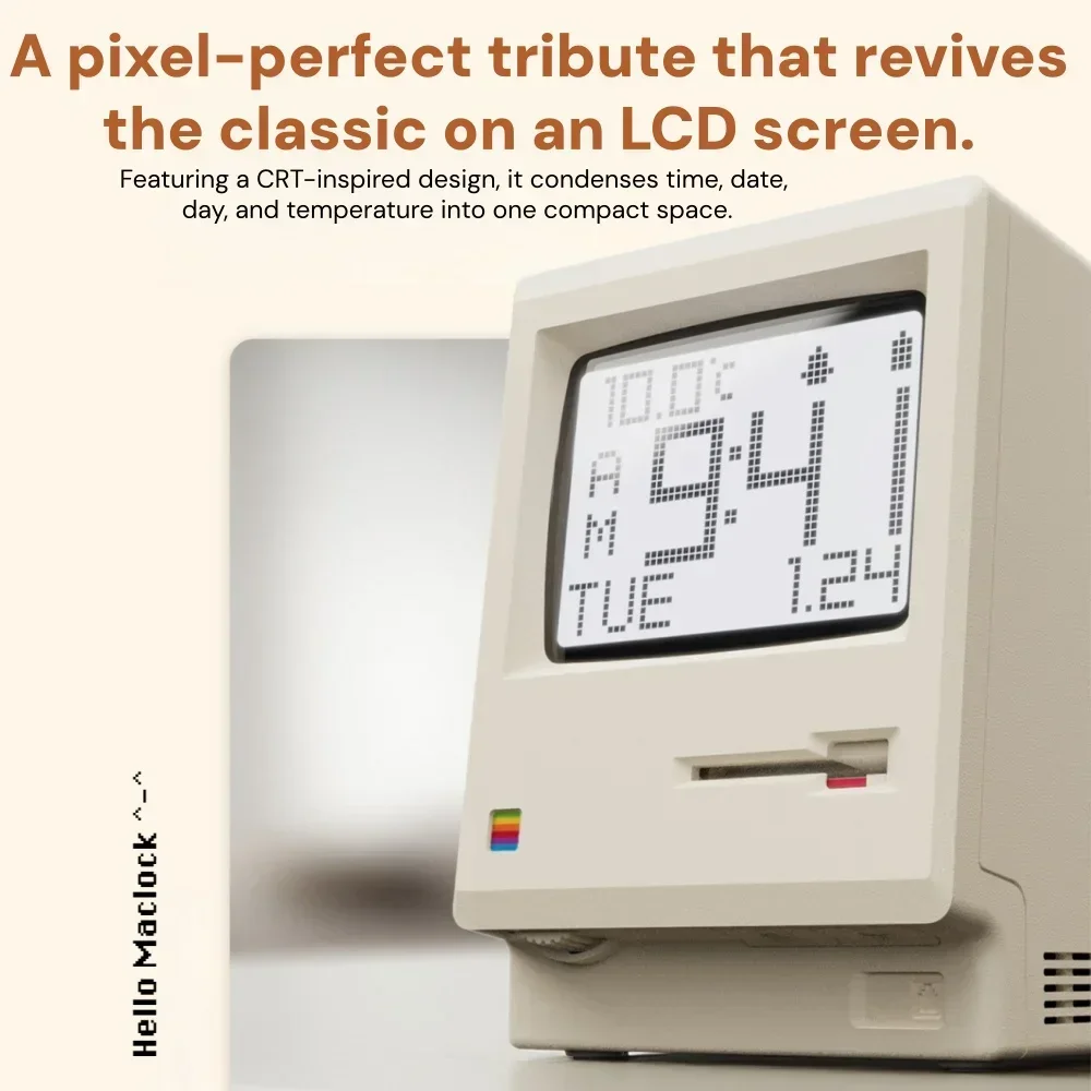 Retro Maclock Alarm Clock Creativity A Classic Student Desktop Ornament with A Digital Clock Design Keyboard Accessories Gift - Image 2