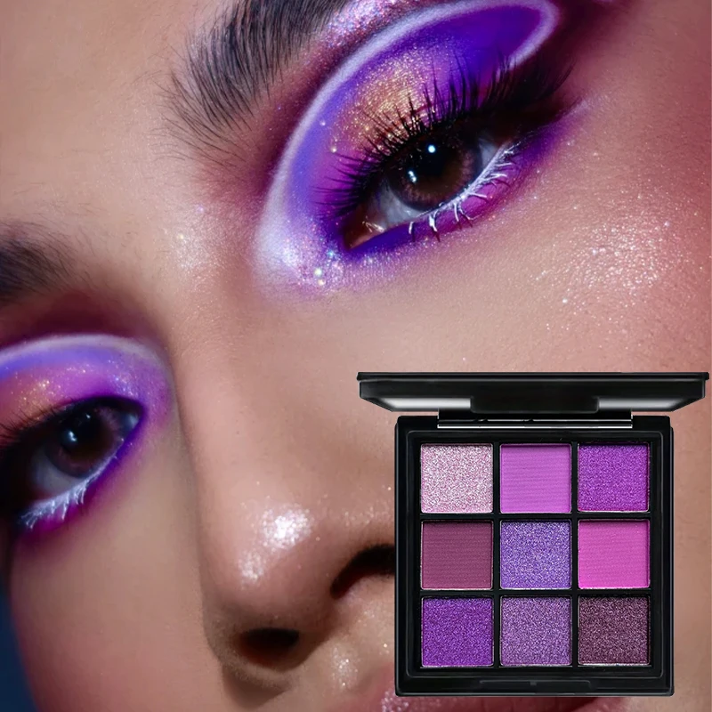 9-Color Purple Eyeshadow Palette – Matte & Shimmer, Waterproof Long-Lasting, Smoky & Natural Looks, Unisex