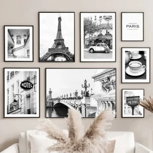 Wall Art Canvas Painting Black White Paris Towel Cafe Store Vintage Car Nordic Posters And Prints Wall Picture Living Room Decor