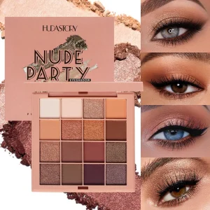 16-Color Eyeshadow Palette,Neutral Gray and Brown Earthy Tone,Coffee and Chocolate Style,Create a Multi-Functional Makeup