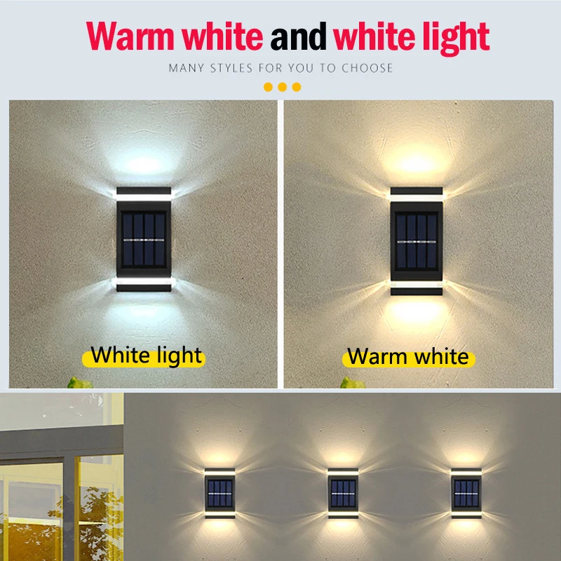 Solar Wall Lamp Outdoor Waterproof Solar Powered Up/Down Lighting for Garden Yard Home Exterior Decoration IP65 Solar Path Light - Image 4