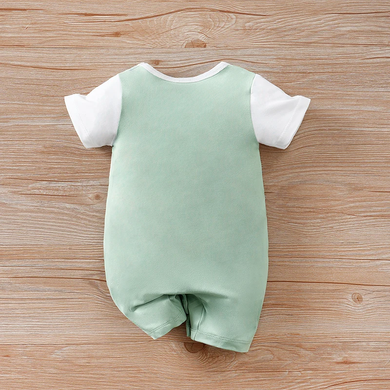Newborn Baby Clothes Animalgreen caterpillar print Infant Jumpsuit Toddler Short Sleeve One-piece Pajamas Bodysuit Summer Romper - Image 2