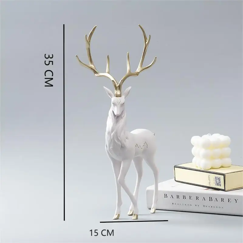 High End Deer Statue Reindeer Figurines Resin Sculpture For Living Room Luxury Home Decoration Nordic Tabletop Ornaments New - Image 6