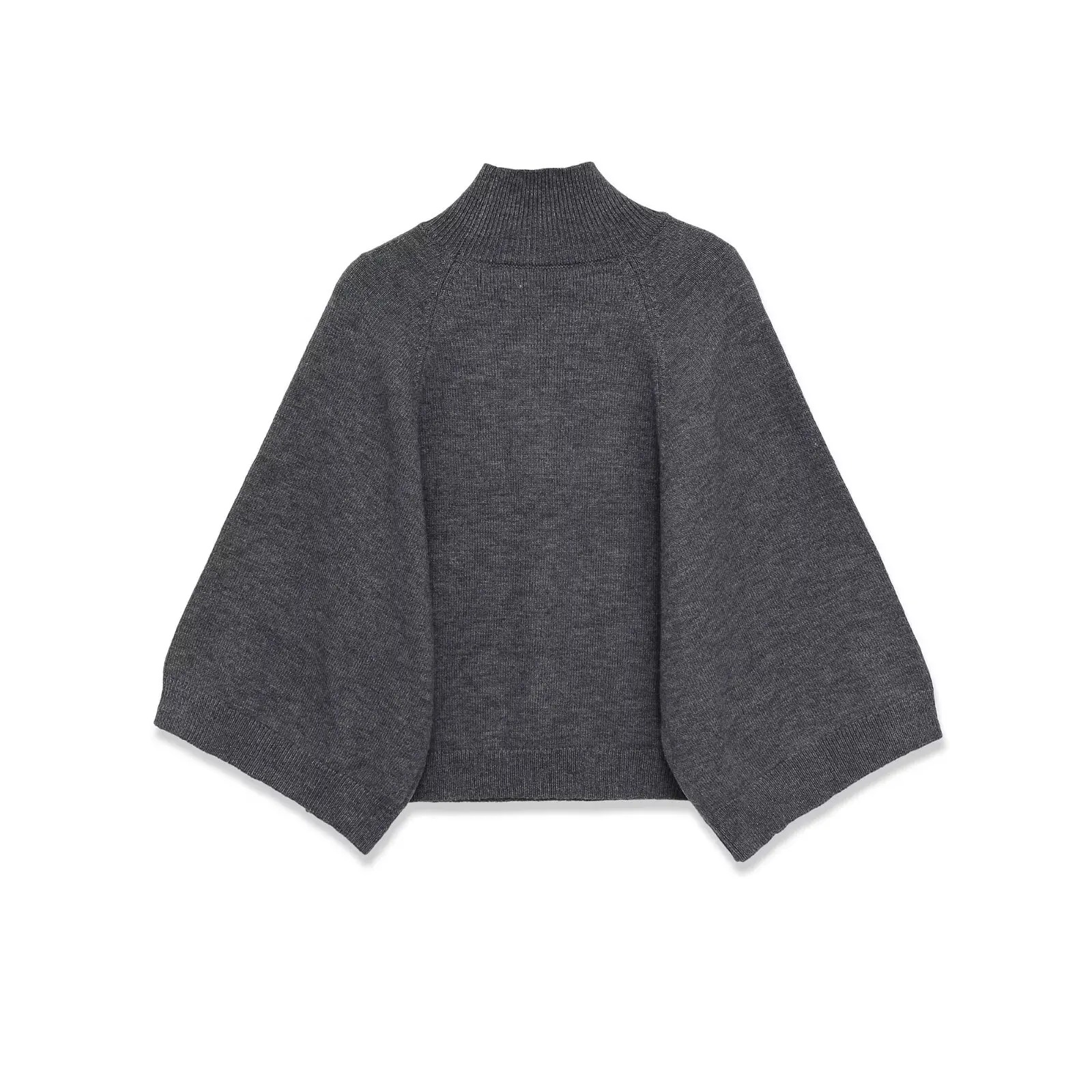 Blue Wide Sleeve Knit Pullover Women Spring 2025 Short High Neck Sweater - Image 6