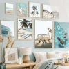 Summer Ocean Sea Wave Print Poster Beach Surfboard Bus Tree Canvas Painting Travel Vacation Nordic Wall Art Picture Home Decor
