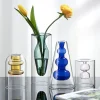 Creative Colored Glass Vase Home Decor Double Layered Glass Vase Dining Table Decoration Flower Arrangement Vase Hydroponic