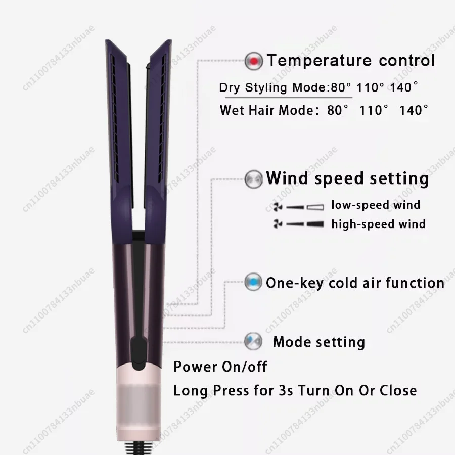 2 IN 1 Professional Hair Straightener & Hair Dryer Heat-Up Hair Flat Iron Negative Ion Iron Long-Lasting Styling Tool - Image 4