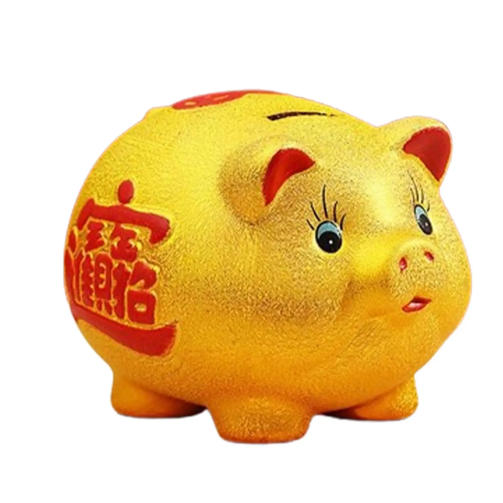 Ceramic Golden Pig Figurine Piggy Bank Table Ornament Adorable Money Box Pig Sculpture for Living Room Lovely Multifunctional