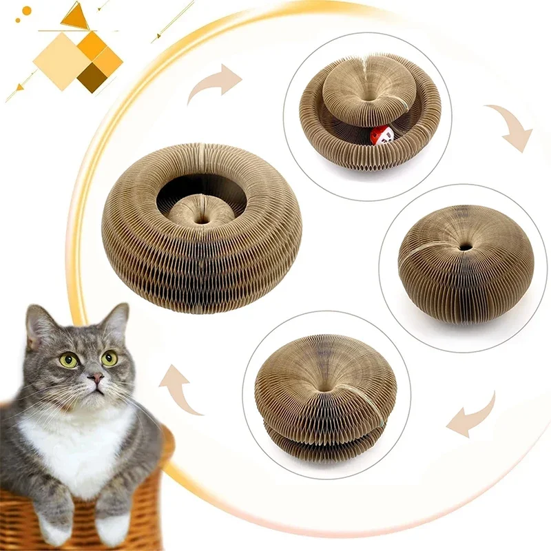 Organ cat scratching board, change cat toys, with bell cat claw grinding cat climbing frame corrugated paper - Image 2