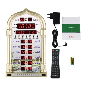 HA-4008 Wall Calendar Mosque Digital Islamic Clock Muslim Gift Alarm Azan Prayer Digital Clock EU 110-240V