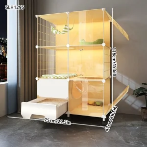 Cat Cage, Cat House, Cat Toilet, Litter Box, a Special Cage for One Cat, Large, Space-Saving, Short-Haired Cat Villa