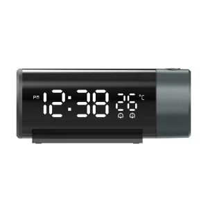 Bedroom Projection Digital Clock with 180 Rotating Projector, Automatic Brightness Adjuster, Indoor Thermometer Clock with USB