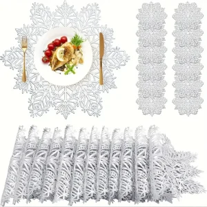 1-10PCS Christmas Felt Placemat and Coaster Set Home Dining Table Mat Hotel Use Decorative Table Decoration for Christmas Meals