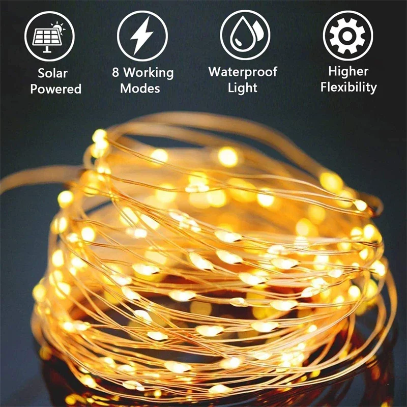 7M/12M/22M/32M LED Solar String Fairy Lights Outdoor Path Garlands Lamp Patio Waterproof Christmas Wedding Garden Street Lights - Image 2