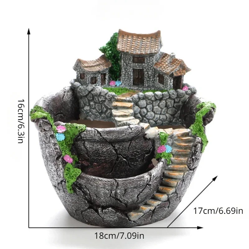 Succulent Plants Planter Flowerpot Resin Flower Pot Desktop Potted Holder Home Garden Decoration Plants Holder - Image 2