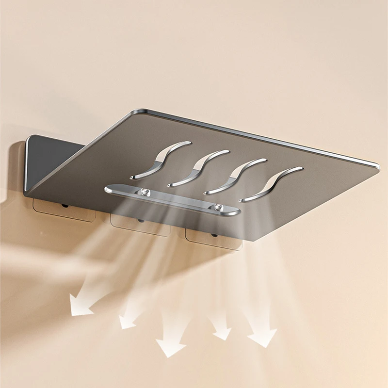 Steel Shelf Wall Mounted Floating Organizer Router Camera Projector Toiletries Storage Living Room Bathroom Office Metal Holder - Image 3