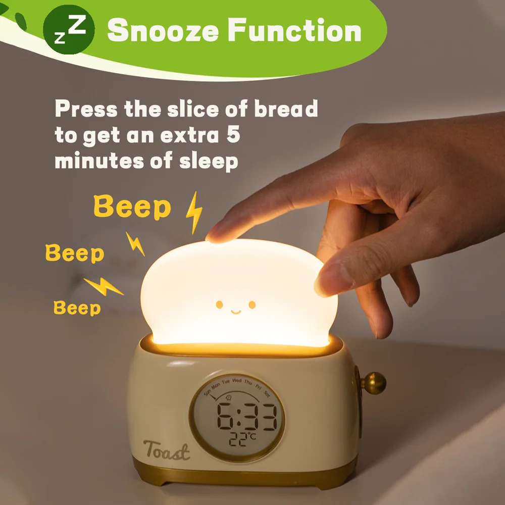 Kid Alarm Clock LED Night Light Digital Clock Children's Sleep Trainier For Home Bedroom Bedside Cute Temperature Display Reloj - Image 5
