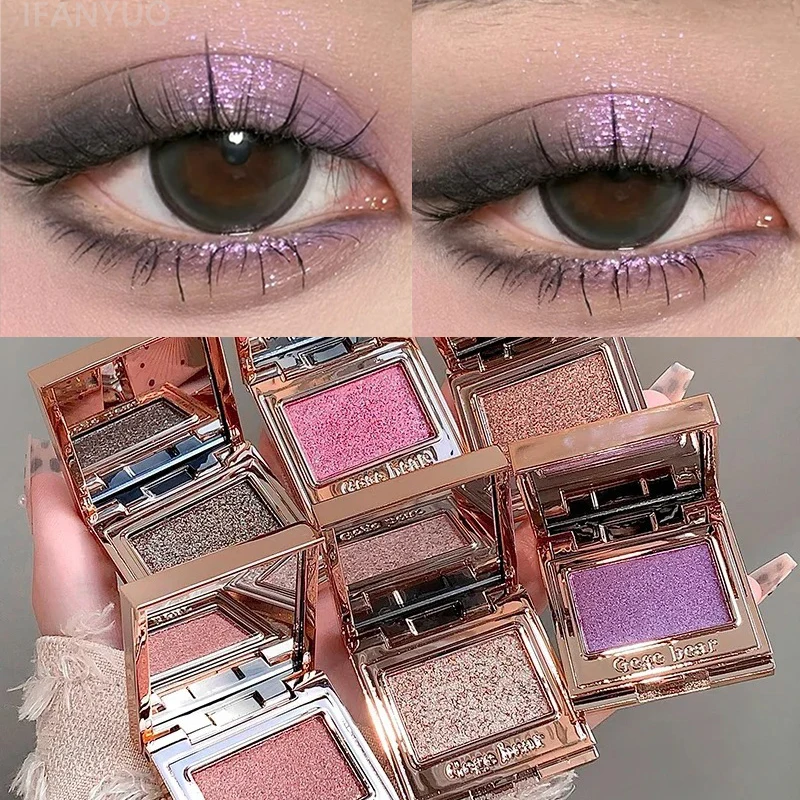 Gemstone Shining Monochrome Eyeshadow Palette Diamond Pearlescent Glitter Eyeshadow Lasting Shiny Highlighter Shadow Eyes Makeup