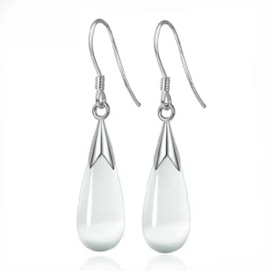 925 Sterling Silver Earrings Cat's Eye Stone Water Drop Pendant Women's Earrings Birthday Party Wedding Jewelry Gift