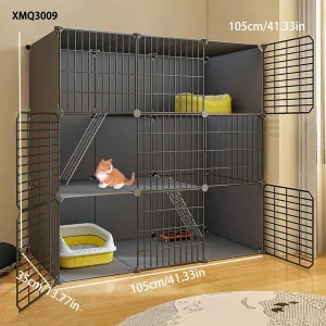 Cat Cage, Household Indoor Cat Nest, One Bedroom and One Bathroom with Cat Toilet, Special Cat House, Empty Cage, Cat Villa