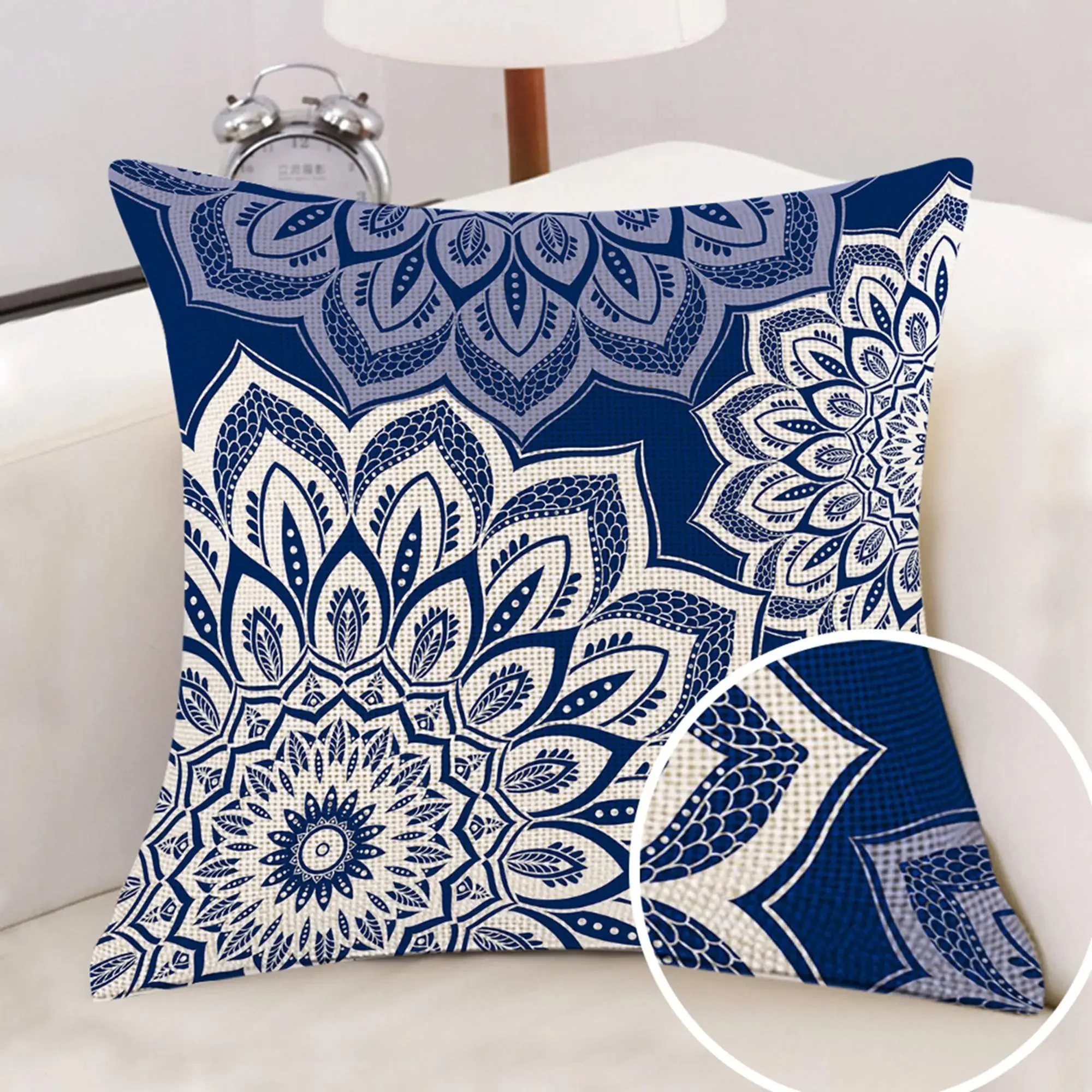 Dark blue geometric petal linen pillowcase sofa cushion cover home decoration can be customized for you 40x40 45x45 50x50 60x60 - Image 5