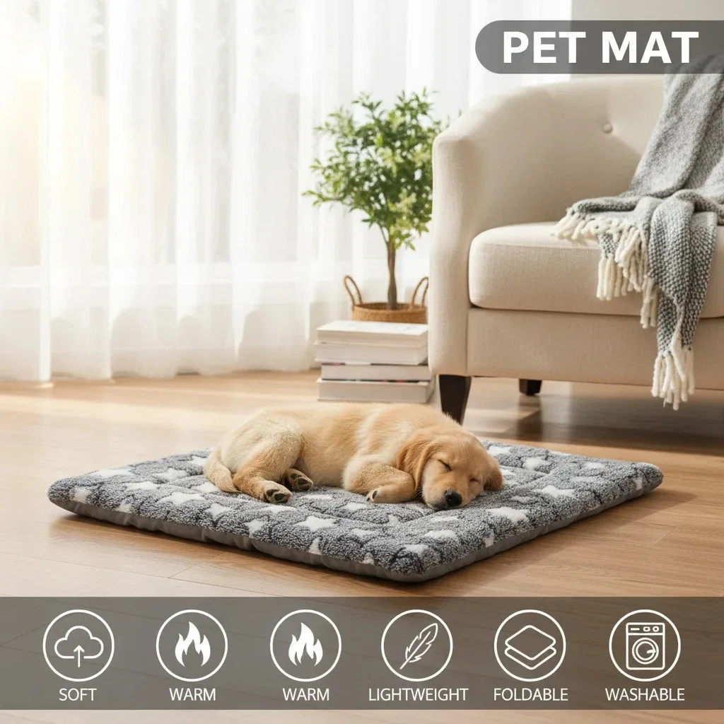 Durable Pet Blanket Plush Dog Sleeping Bed Mats Washable Cat Portable Sofa home travel suitable Warm Soft Flannel relax Towel - Image 5