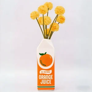 Vintage-Inspired Orange Juice Ceramic Vase Original Gloss Home Decor Ornament Unique Novelty Creative