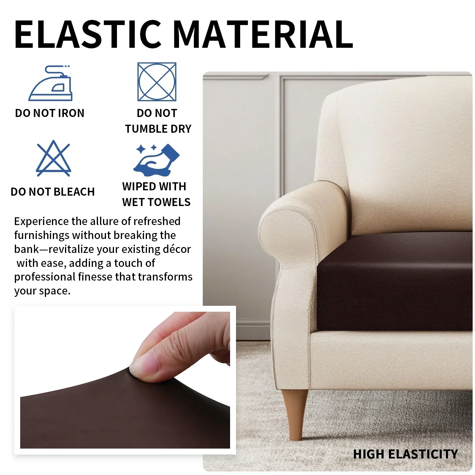 PU Leather Waterproof Sofa Seat Cushion Cover Elastic Chair Settee Seats Furniture Protector For Home Living Room Pets Kids - Image 3