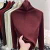 Warm Soft Knitted Casual Knitted Base Layer Tops Autumn Winter 2025 Women's Pullover New Solid Color Slim Turtleneck Sweater 45
