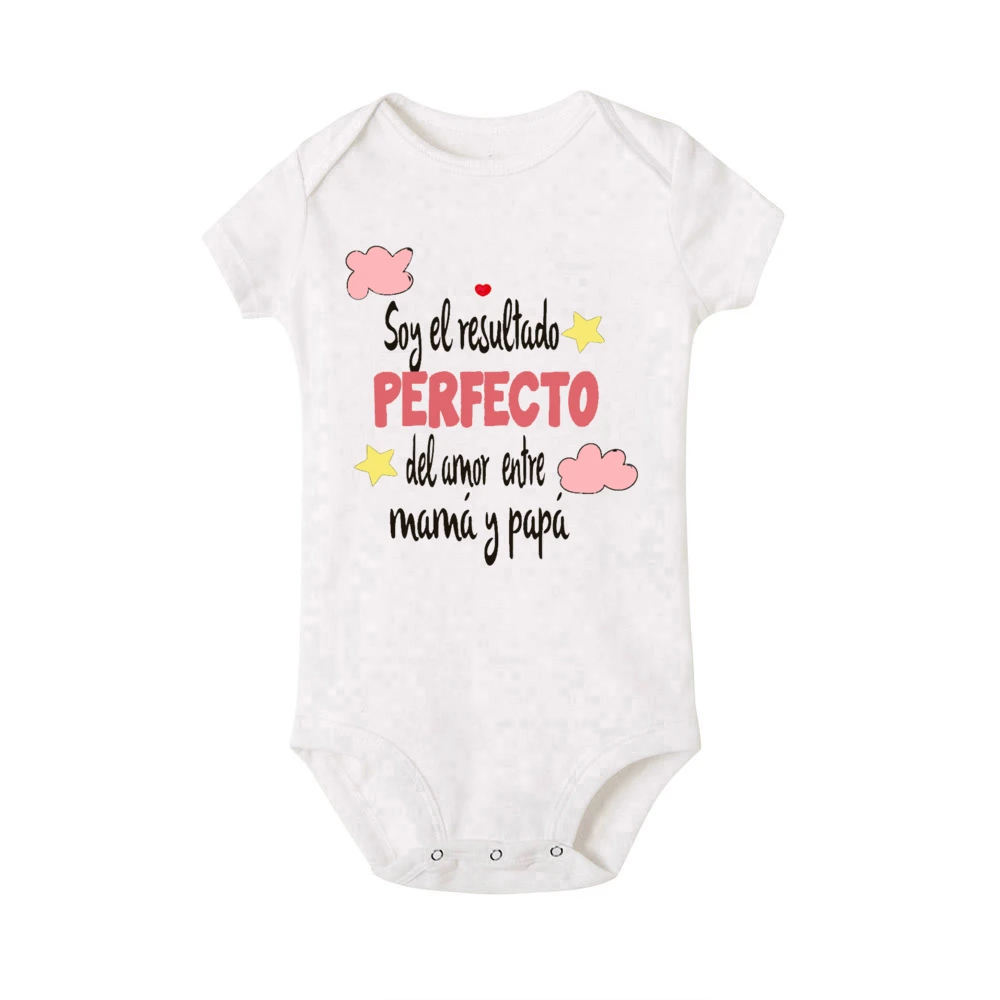 I Am The Perfect Result of The Love Between Mom and Dad Baby Romper Spanish Print Infant Bodysuit Newborn Short Sleeve Jumpsuit - Image 3