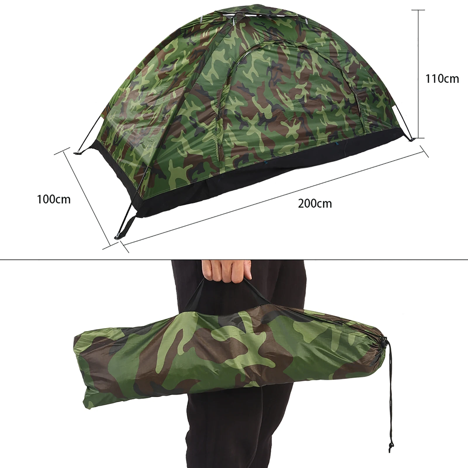 Outdoor Camouflage UV Protection Waterproof One Person Tent for Camping Hiking - Image 5
