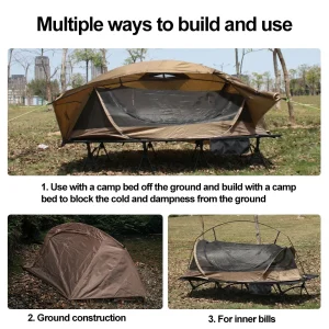 Sonuto 1kg Aluminum Poles Camp Bed Tent Waterproof Sunshade Single Camping Tent, Lightweight 210D Oxford Windproof & Portable