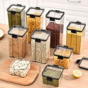 1-4PCS Sealed Jars Kitchen Organizer Grain Storage Boxes Large Capacity Sealed Container Seasoning Jars Set Fresh-keeping Tank