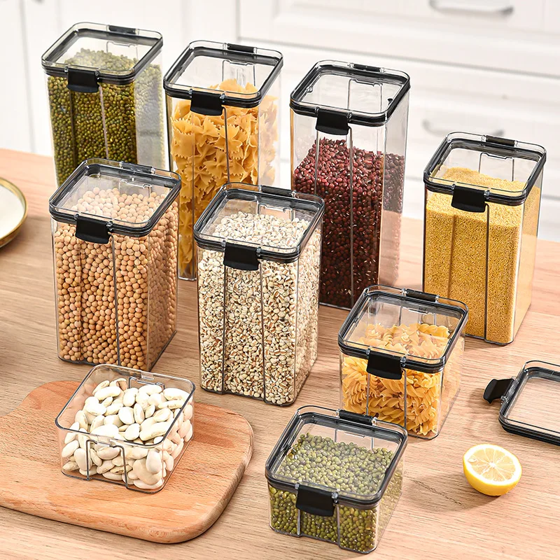 1-4PCS Sealed Jars Kitchen Organizer Grain Storage Boxes Large Capacity Sealed Container Seasoning Jars Set Fresh-keeping Tank