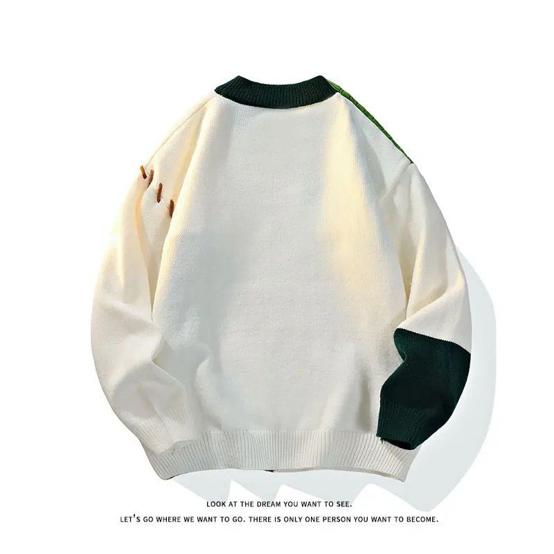 2025 Fall Winter Warm Men Sweaters Korean Style Patchwork Pullovers Round Neck Knitted Sweater Men Women Fashion Knitwear - Image 5