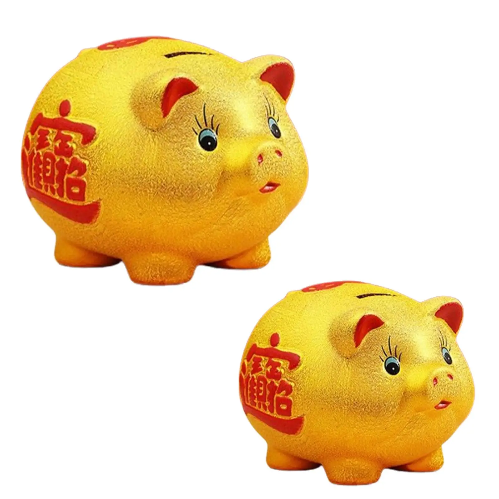 Ceramic Golden Pig Figurine Piggy Bank Table Ornament Adorable Money Box Pig Sculpture for Living Room Lovely Multifunctional
