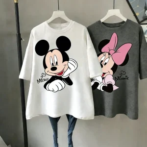 Disney Minnie Mouse T Shirt Women Man Cotton Short Sleeve Tops Oversized Graphic Tee Summer Casual Tops 2026 Y2k Couple Unisex