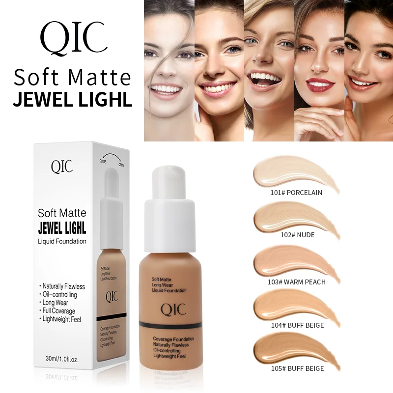 Liquid Foundation Concealer Face Naturally Flawless Matte Oil-Control Waterproof Long Lasting Foundation 30ml 5 Colors Optional - Image 2