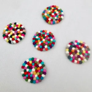 5 pcs Wool Felt Round Felt Ball Coasters Colorful 4 Inches Felt Coaster Pads Rotundity Round Wool Insulation Pad Table